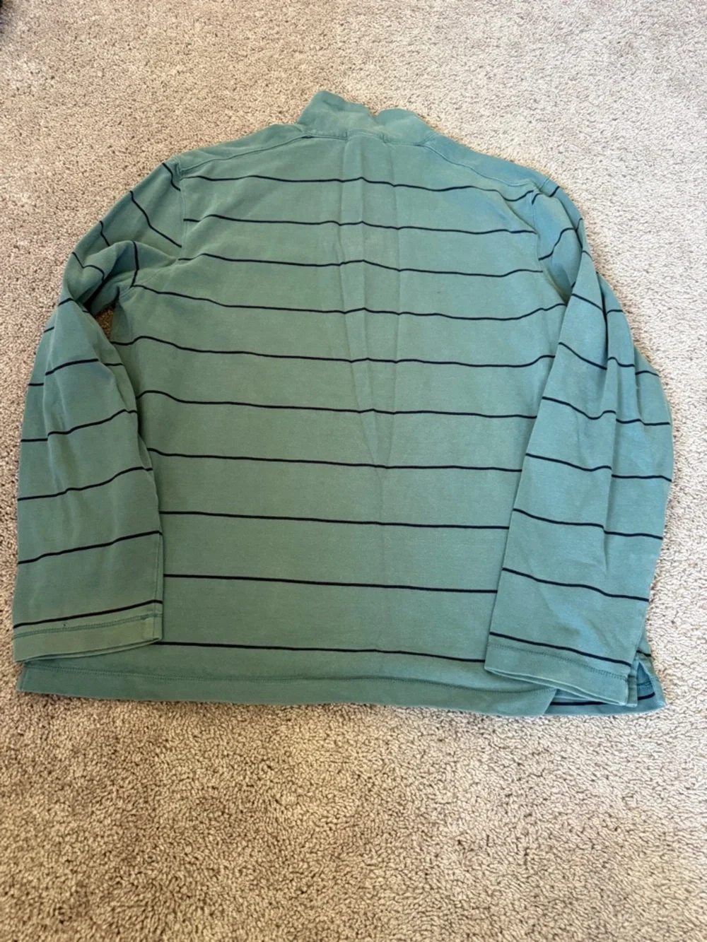 J. Crew Green Striped Quarter-Zip pullover Sweater